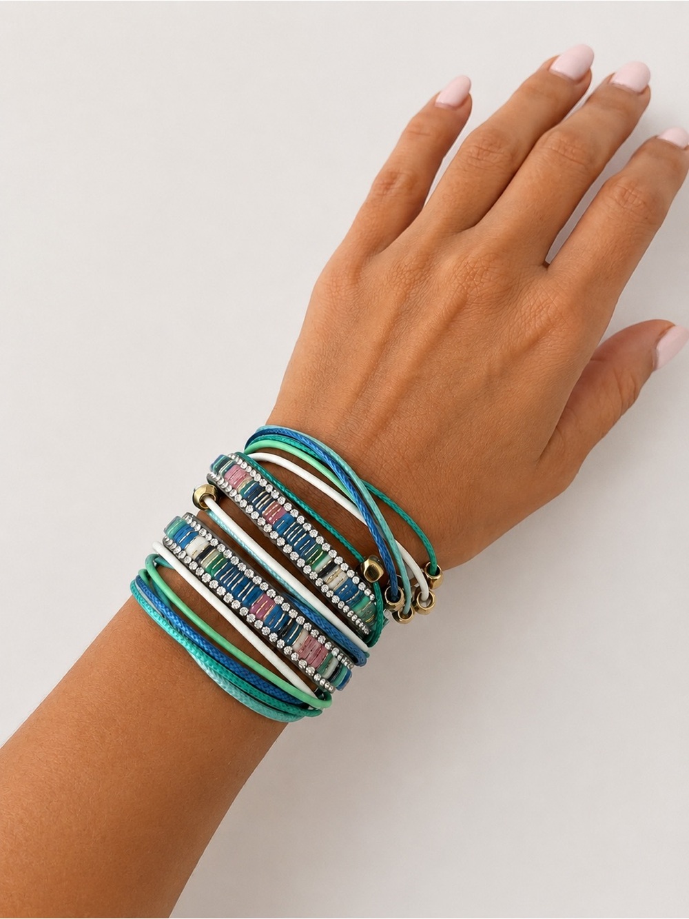Express  bohemian blue stacked layered cuff bracelet